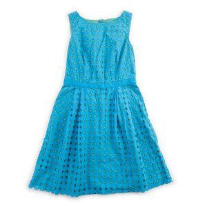 LOFT bright sea blue green eyelet sleeveless dress size 6